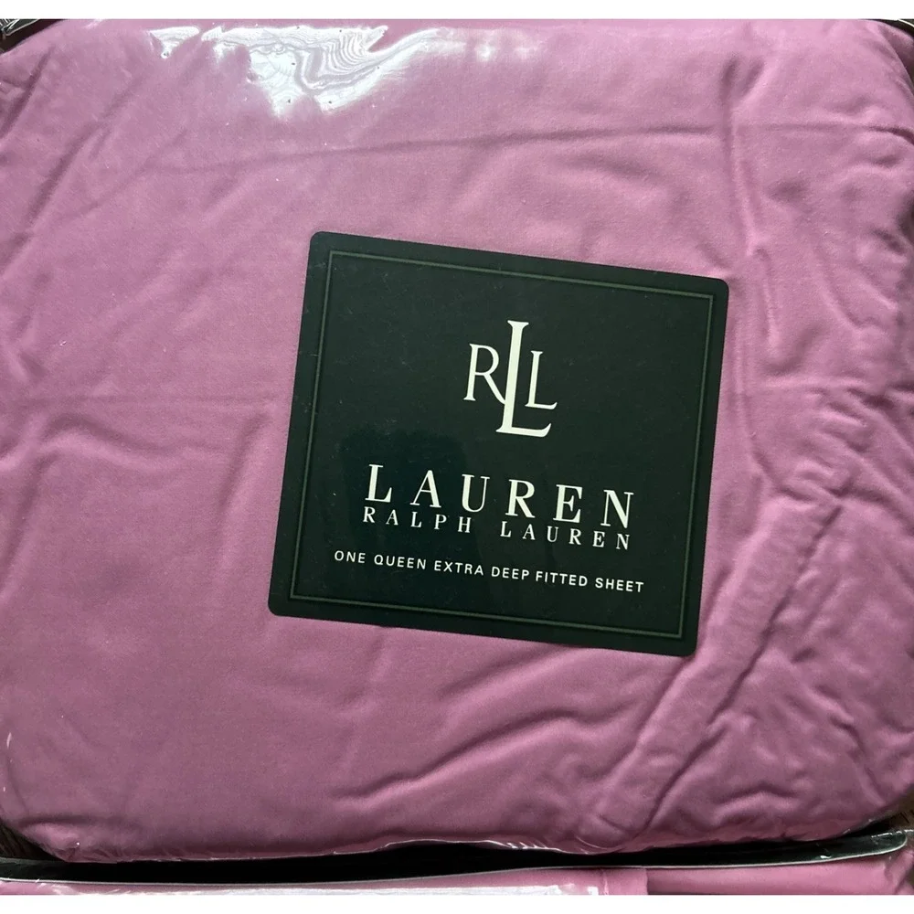 Vintage Lauren Ralph Lauren Berry Pink Extra Deep Fitted Sheet/Flat Sheet Queen
